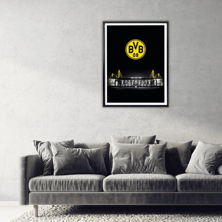 Produktbild Borussia Dortmund BVB Signal Iduna Park bei Nacht Emblem (80 x 100 cm)