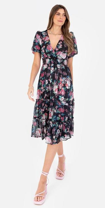 Image du produit Lovedrobe Robe midi imprimée florale à col en V (46)