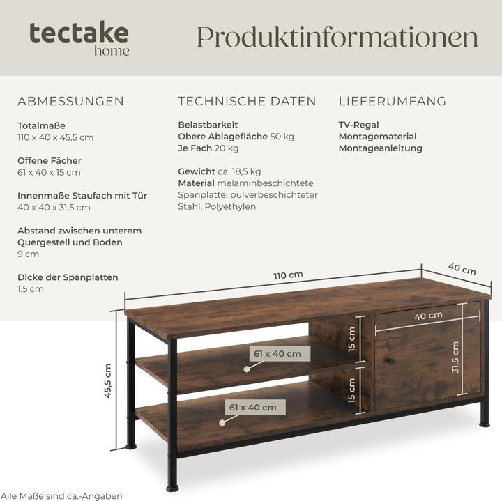 Image du produit tectake Durban (110 x 40 x 45,5 cm)