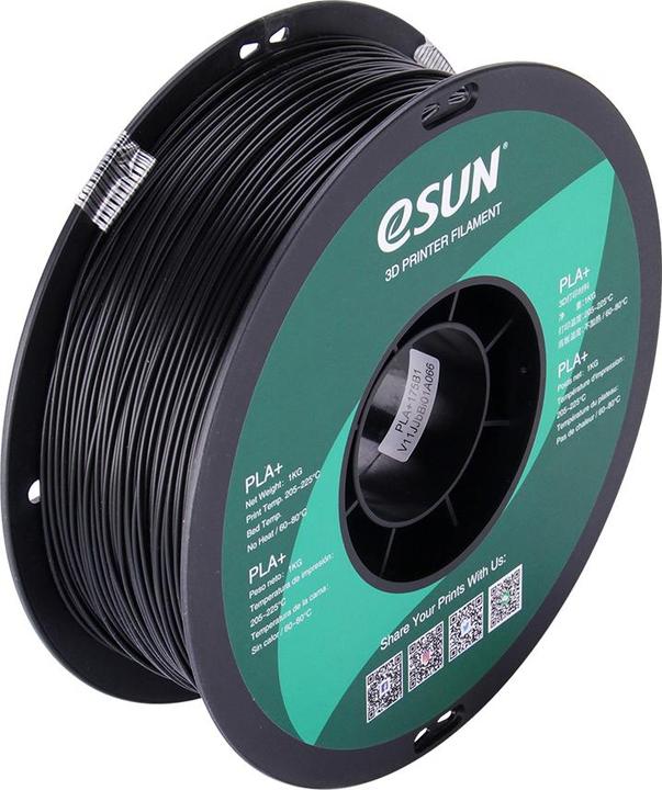 eSUN PLA+ 1.75mm noir 1Kg (PLA+ LECTURE, 1.75 mm, 1000 g, Noir)