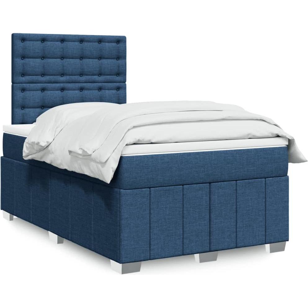 VidaXL, Bett, Boxspringbett Doppelbett Polsterbett Bett Matratze Blau 160x200cm Stoff (160 x 200 cm)