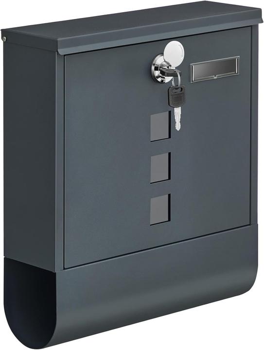 Songmics Wandbriefkasten Schloss Sichtfenster Zeitungsfach Anthrazitgrau