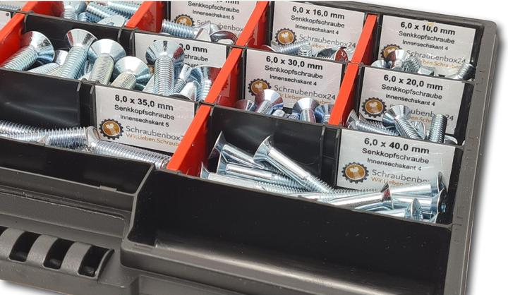 Produktbild Schraubenbox24 Senkkopfschrauben Sortiment M6-M8 // 10mm-70mm 160 tlg. Schraubenbox (160 Schrauben pro Stück)