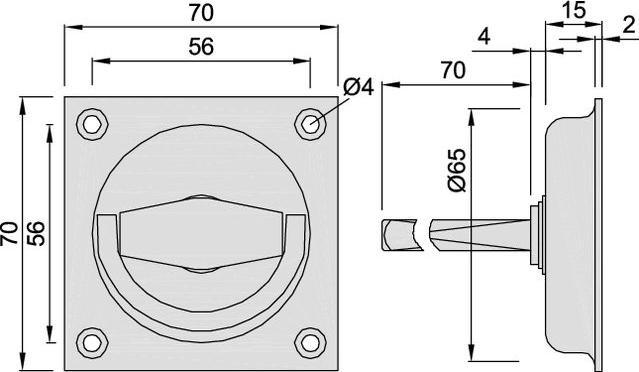 Image du produit Poignée de coquille à anneau rabattable carrée