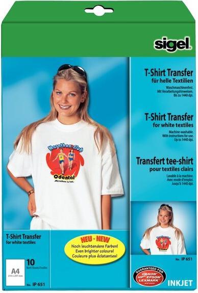 Actual product image Sigel Inkjet transfer films for T-shirts (197 g/m², 10x)