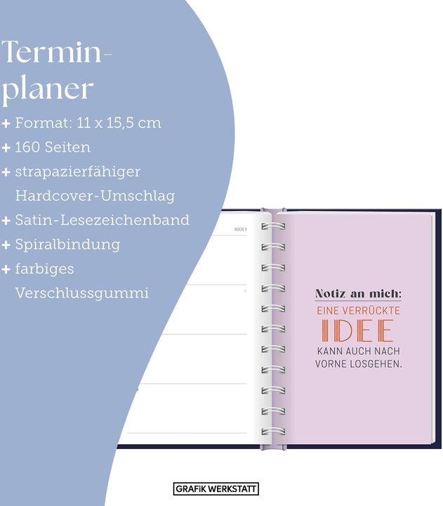 Immagine prodotto Terminplaner 2026 Nimm dir Zeit (10 x 15,5 cm, 1 settimana / 2 pagine)