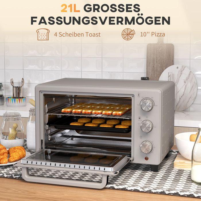 Actual product image Swisshandel24 Mini oven, 21L, 3 cooking modes, 100°C-230°C, rack & tray, stainless steel/glass, silver