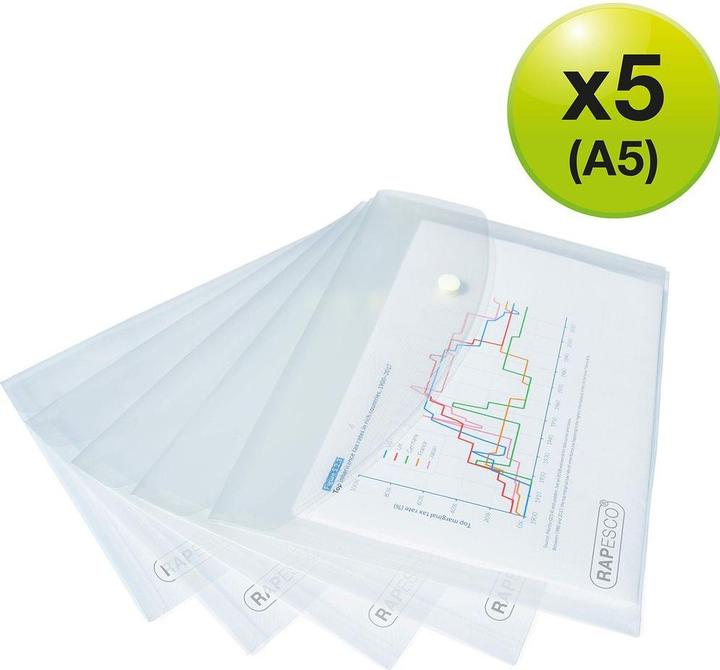 Produktbild Rapesco Dokumentenmappe A5, Transparent, 5 Stück (A5, 5x)