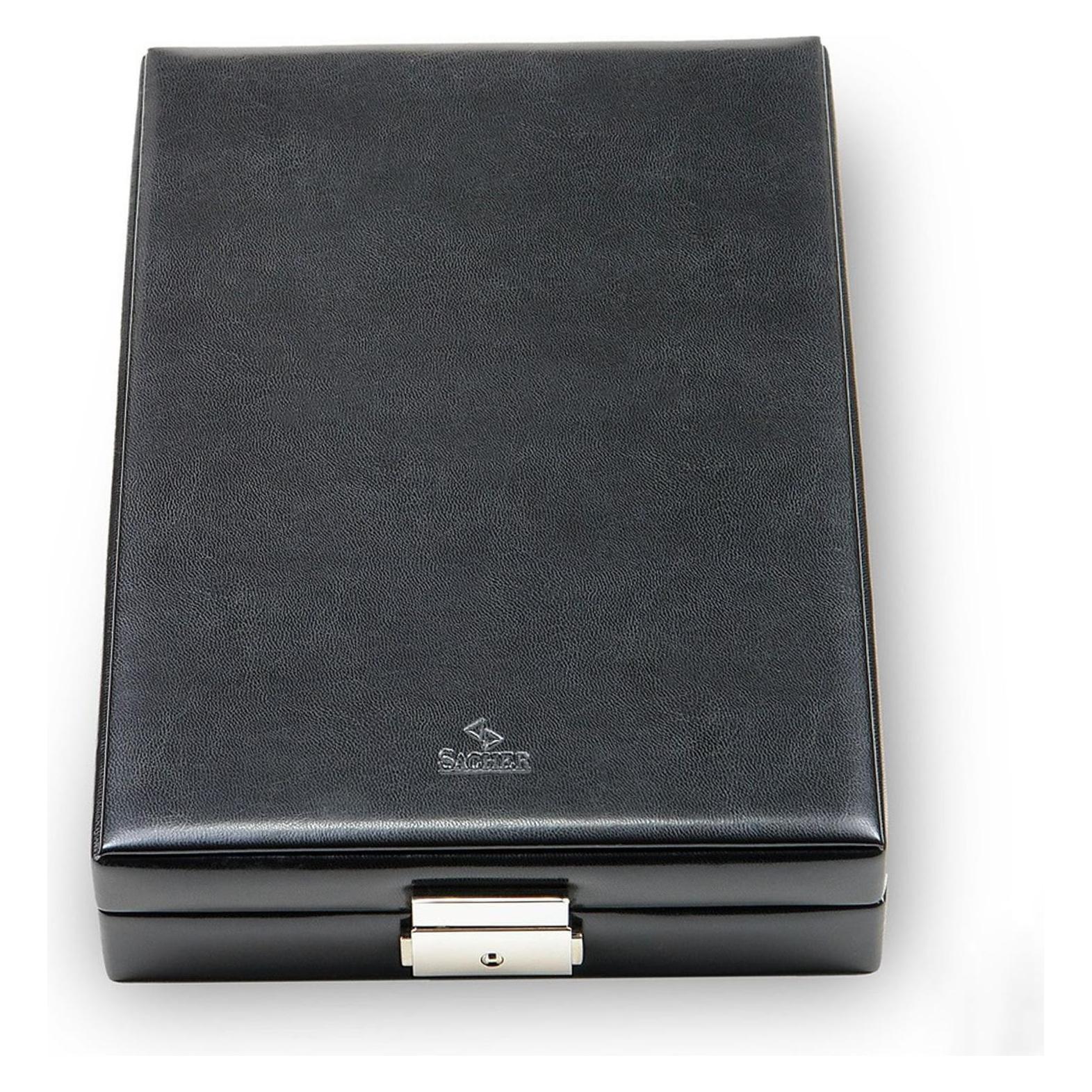 Sacher, Uhrenbox + Schmuckaufbewahrung, 2001.010443 - Ring- Und Sammleretui New Classic Schwarz Leder, Schwarz