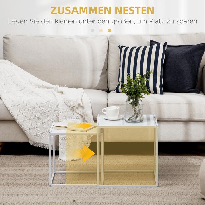 Produktbild Homcom Couchtisch-Set Stahl Weiss (40 x 40 x 40 cm)