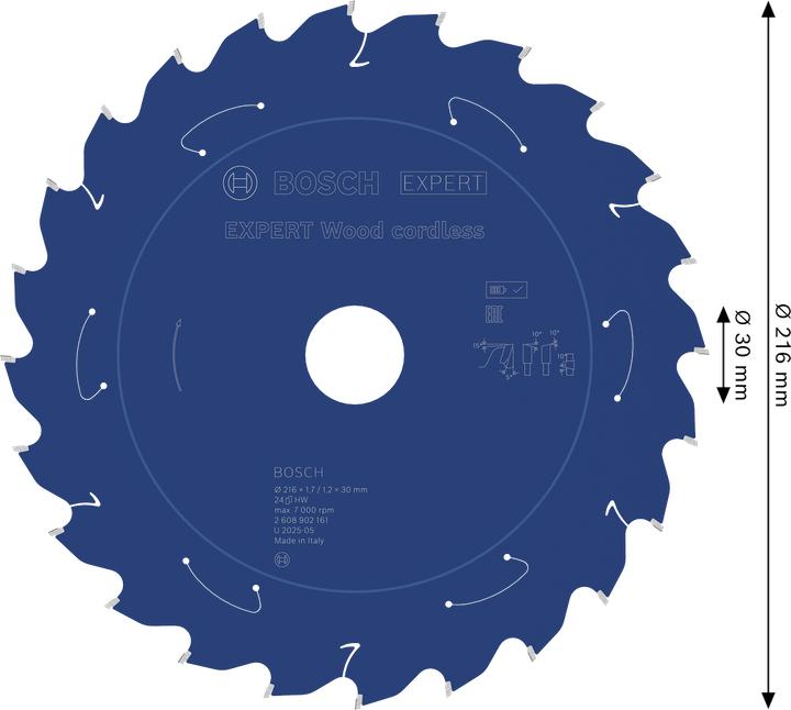 Immagine prodotto Bosch Professional Zubehör EXPERT Wood Kreissägeblatt, 216x30 mm, T24