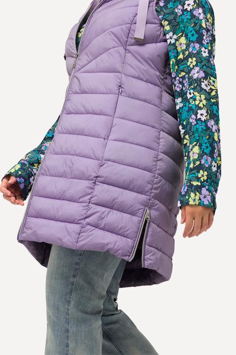 Image du produit Ulla Popken Longue veste matelassée sans manches. Capuche et fermeture zippée sur les côtés. Col montant. (46, 48)
