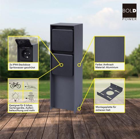 Produktbild Diebold ABANO Steckdosens IP44,Alu,2 fach Steckd,Anth