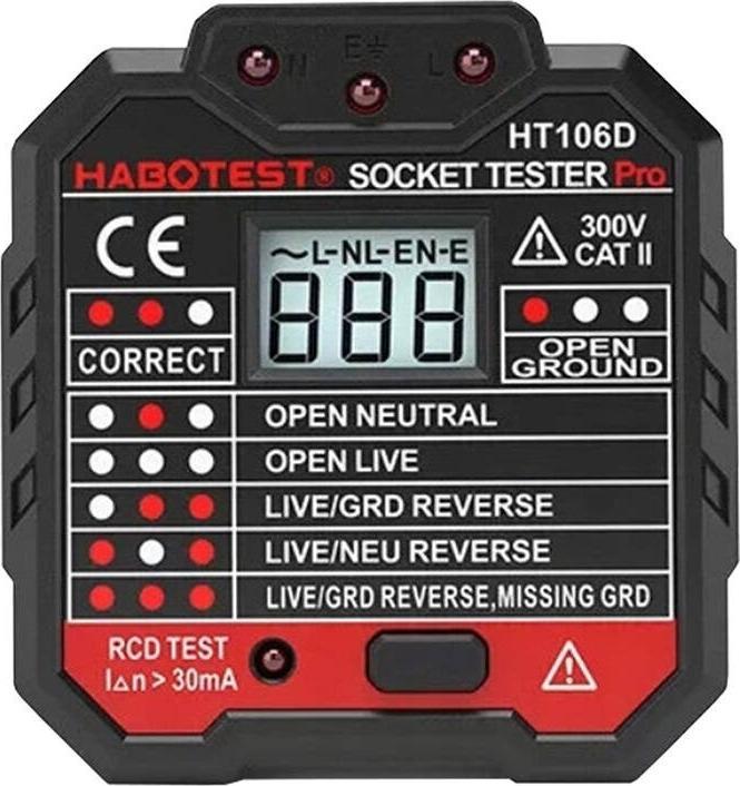 Image du produit Habotest HT106D Testeur de prises (CAT II 300V)
