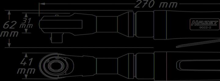 Actual product image HAZET Air ratchet 9022-2 ∙ Square, solid 12.5 mm (1/2 inch) (1/2")