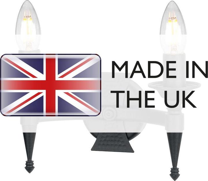 Image du produit Elstead Lighting Applique murale Saxon E14 double noir, Made in UK (E14, IP20)
