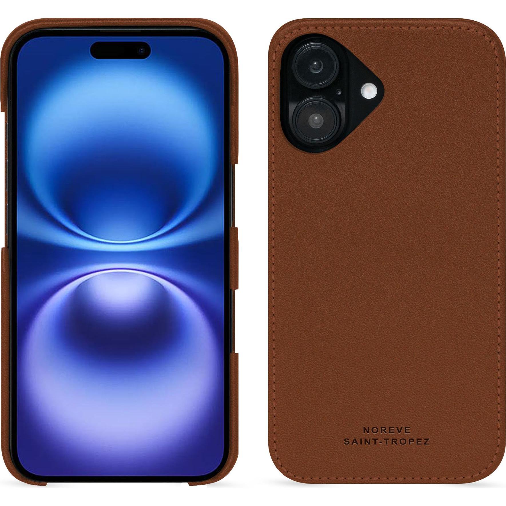 Noreve Lederschutzhülle (Apple iPhone 16), Smartphone Hülle, Braun