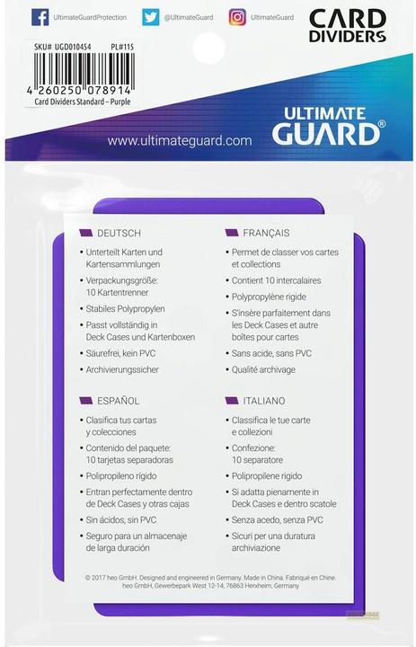 Actual product image Ultimate Guard Card Separator Standard Size Purple 10