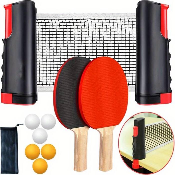 Actual product image PhoneLook Semi-professional ping-pong game set with 6 balls, 2 ping-pong rackets and extendable net