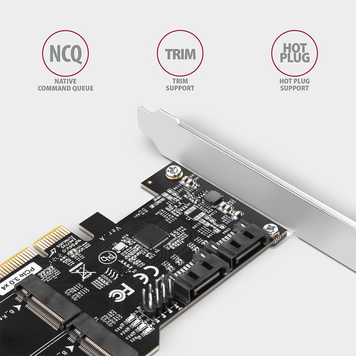 Actual product image Axagon PCES-SA4M2 PCIe Controller 2x internal SATA 6G port + 2x internal M.2 B-key SATA port + LP
