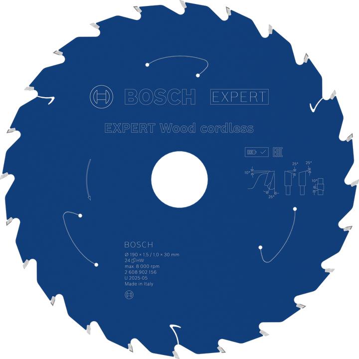 Produktbild Bosch Professional Zubehör Blau Zubehör 2608902156 EXPERT Kreissägeblatt Holz kabellos 190 x 1,5/1 x 30 mm T24