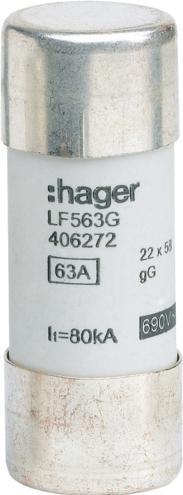 Actual product image Hager HAG LF563G Fuse 22x58 gG 63A (63 A)