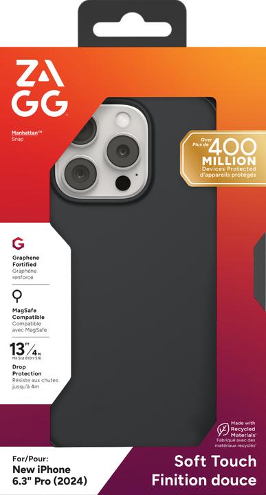 Produktbild Zagg Manhattan Snap MagSafe Case for iPhone 16 Pro - Black (Apple iPhone 16 Pro)