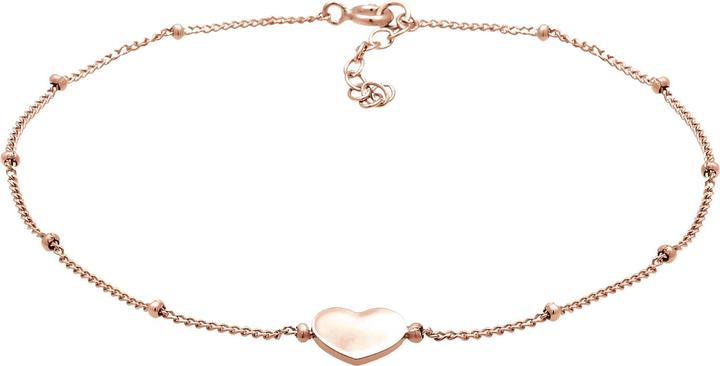 Produktbild Elli Fussschmuck Herzchen Kugelkette Verspielt Sommer 925 Silber (925er Sterling Silber, 22 cm)