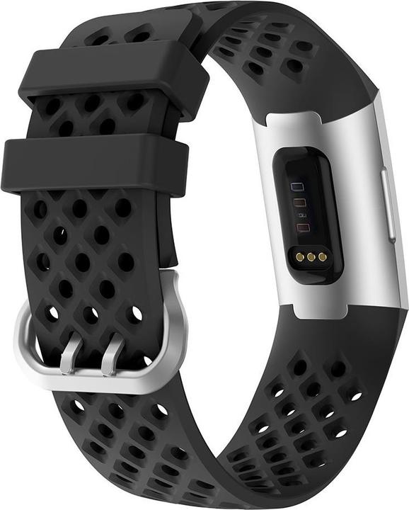 Immagine prodotto Cover-Discount Fitbit Charge - braccialetto sportivo in silicone perforato nero (Silicone, Charge 4, Charge 3)