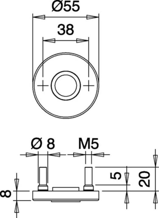 Actual product image EDI Lever handle rose 051 stainless steel F00 Escutcheon thickness 8 mm Round lever handle hole (Door handle)