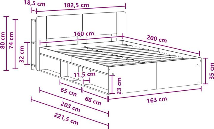 Produktbild vidaXL Bettrahmen (160 x 200 cm)