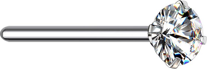 Produktbild Star Piercing Nasenstecker biegen silber runder Kristall silber gefasst (ohne Messing, Titan G23)