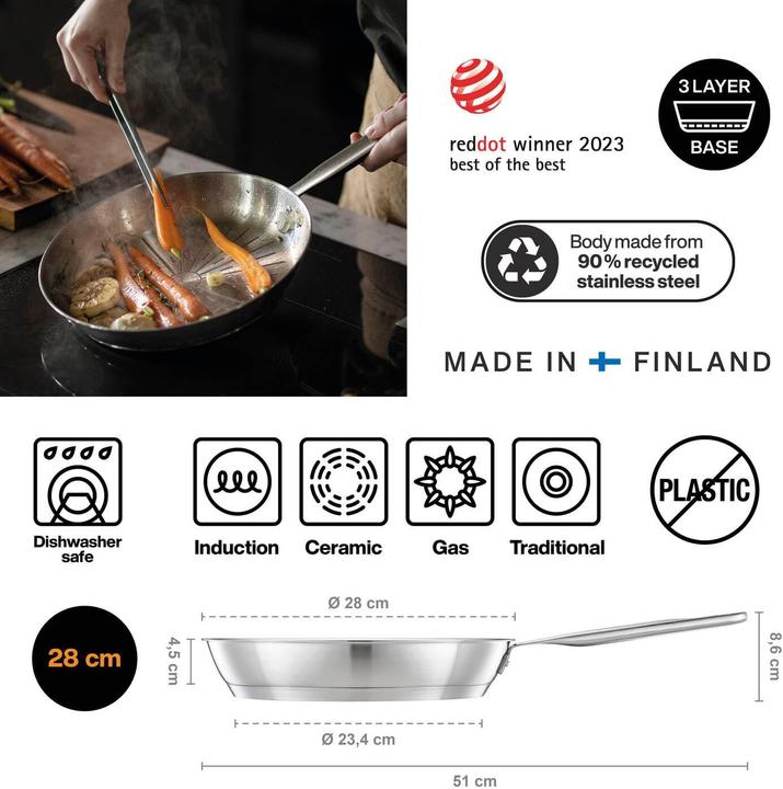 Produktbild Fiskars Bratpfanne (28 cm, Bratpfanne, Edelstahl)