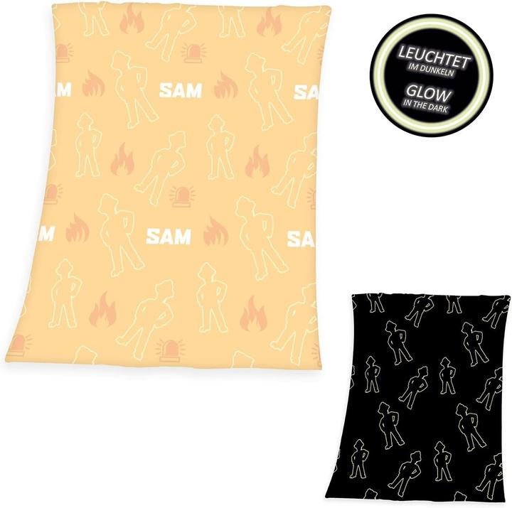 Produktbild Herding Feuerwehrmann Sam - Glow in the Dark - Wellsoft-Flauschdecke - 130 x 160 cm (160 x 130 cm)
