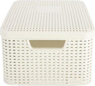 Immagine prodotto Curver Basket with lid Rattan Style M cream (40 x 29 x 19 cm, 18 l)