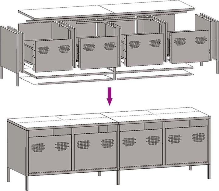 Image du produit vidaXL Armoire TV Table TV Lowboard Meuble TV jaune moutarde Acier (135 x 39 x 43.50 cm)