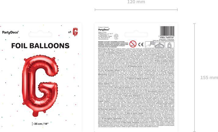 Produktbild Partydeco Foil Balloon Letter "G", 35cm, red (1 pkt / 1 pc.) (1 x)