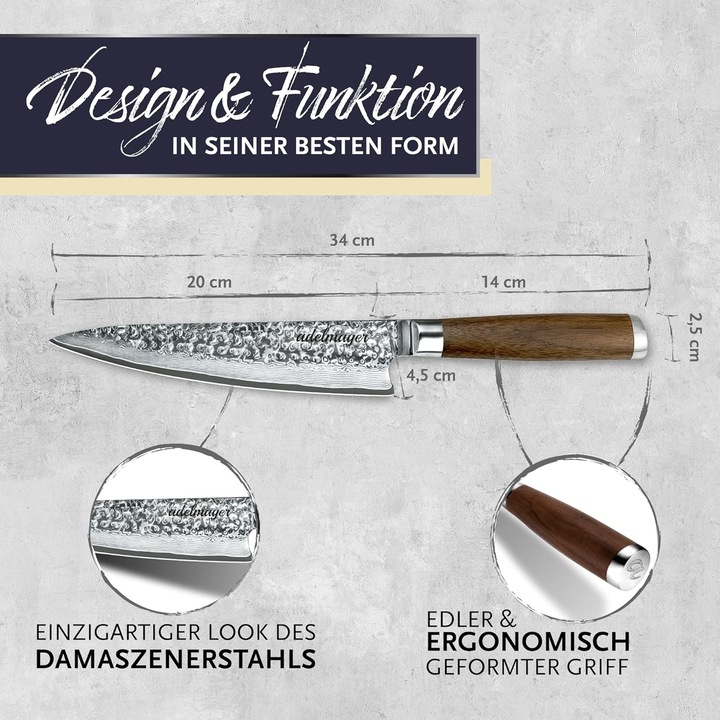Produktbild Adelmayer Damastmesser Kuechenmesser (20 cm)
