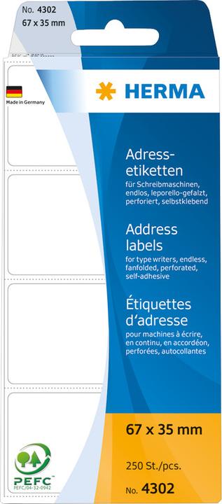 Image du produit HERMA Étiquettes d'adresse pour machines à écrire