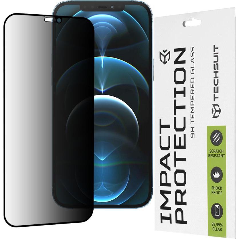 Techsuit - 111D Privacy Full Glue - iPhone 12 Pro Max - Black (1 pz., Apple iPhone 12 Pro Max), Pellicola protettiva smartphone, Nero
