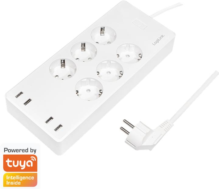 Produktbild LogiLink Smart Home Wi-Fi Outlet Strip 6Port + USB (6 x, CEE 7/3, 1.80 m)