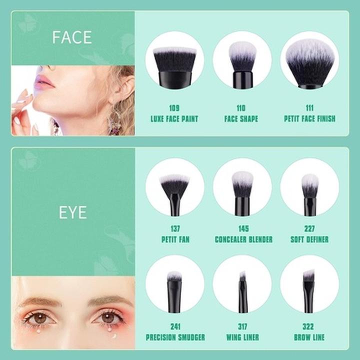 Immagine prodotto Jessup Set di pennelli per il trucco 9 pezzi di pennelli professionali per il trucco con una borsa per (Set)