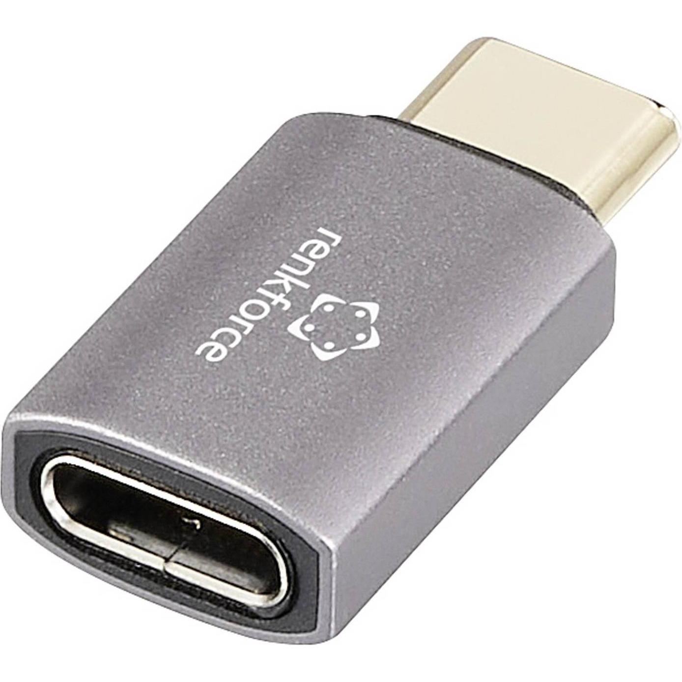 Renkforce USB4, USB-C Adapter (1X USB-C Stecker - 1X USB-C Buchse) RF-377888, Adattatore Dati + Video, Grigio