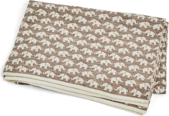 Smallstuff - Baby blanket AO elephants - Merino wool Natur - 80x100 cm (70007-90) (80 x 100 cm)
