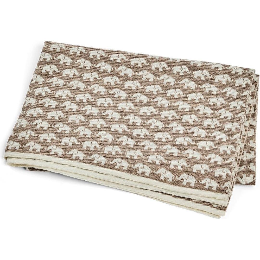 Smallstuff, Babydecke, - Baby blanket AO elephants - Merino wool Natur - 80x100 cm (70007-90) (80 x 100 cm)