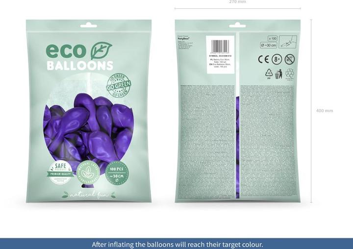 Actual product image Partydeco Eco Balloons 30cm metallic, violet (1 pkt / 100 pc.) (100 x)