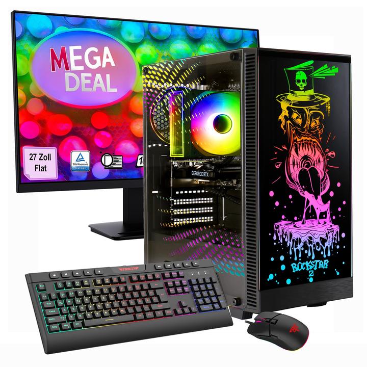 Produktbild GameMax MegaDeal Rockstar SET2627 7592 + MSI PRO MP273A LED-Monitor, 69cm (27") + Zubehör (1000 GB, 32 GB, AMD Ryzen 5 7500F, GeForce RTX 5060 Ti)