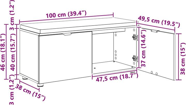 Produktbild vidaXL Flurbank (38 cm)