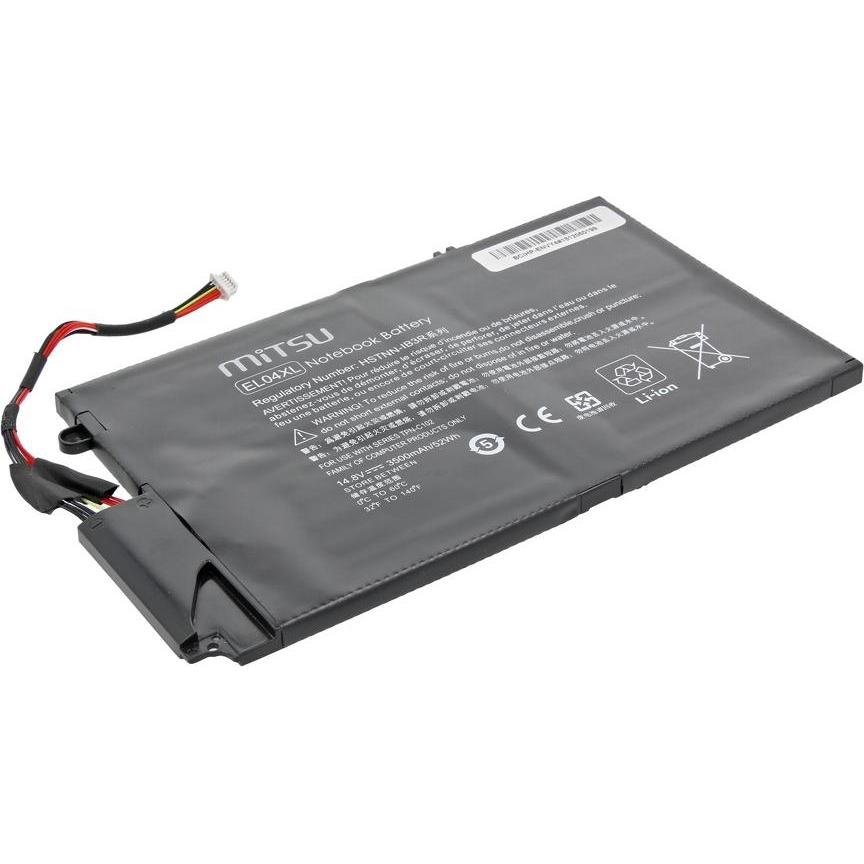 Mitsu BATTERY BC/HP-ENVY4 (HP 3200 MAH 48 WH) - Batterie (4 Zellen, 3500 mAh), Notebook Akku, Schwarz