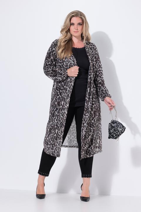 Produktbild Miamoda Mesh-Longjacke, transparent, Leomuster, offene Form (48)